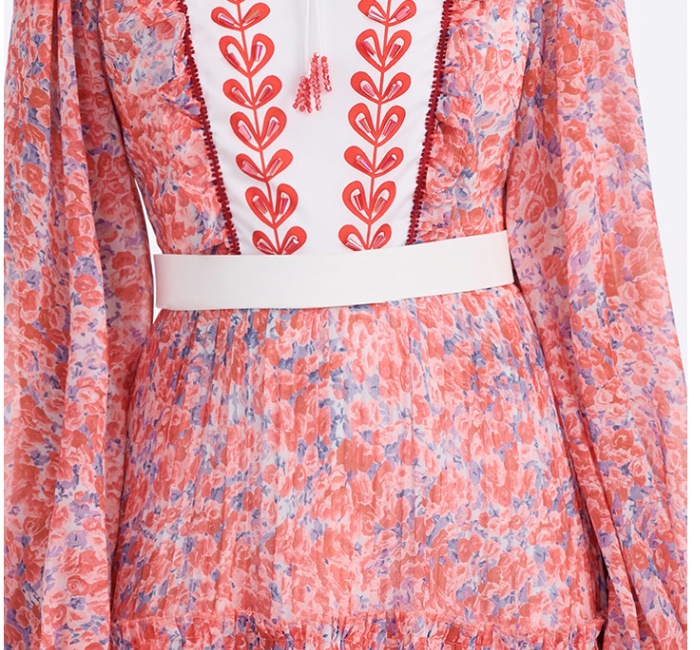Cake chiffon beading European style retro dress