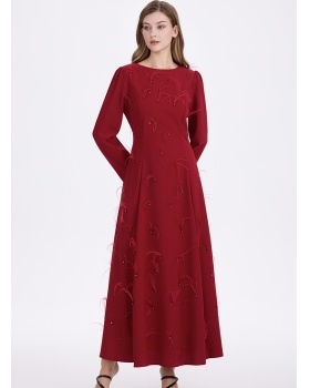 Rhinestone temperament pure slim ostrich hair dress