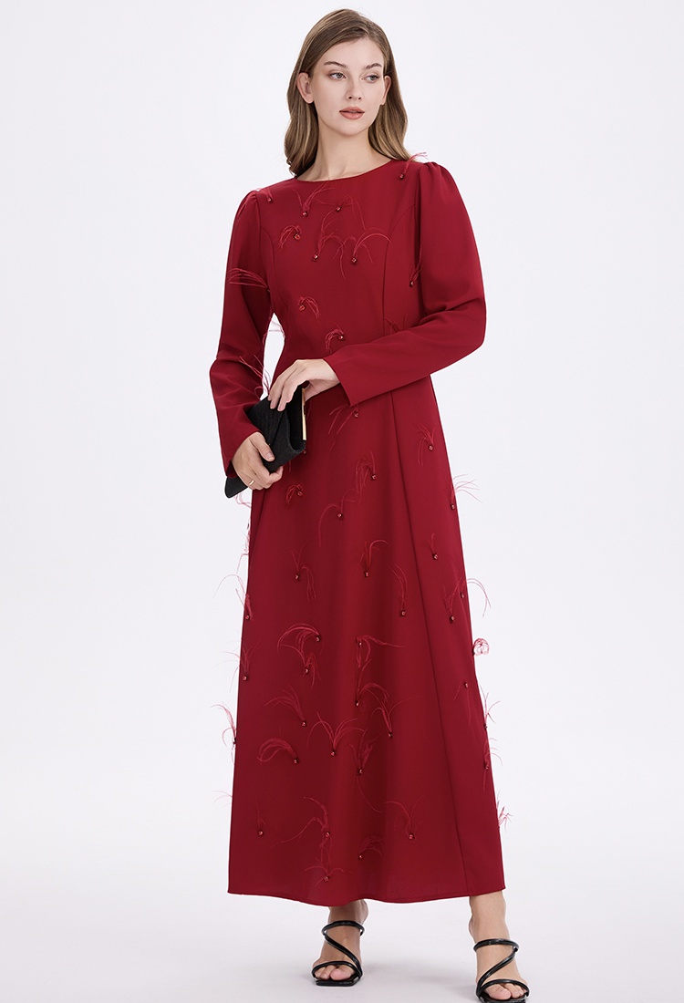 Rhinestone temperament pure slim ostrich hair dress