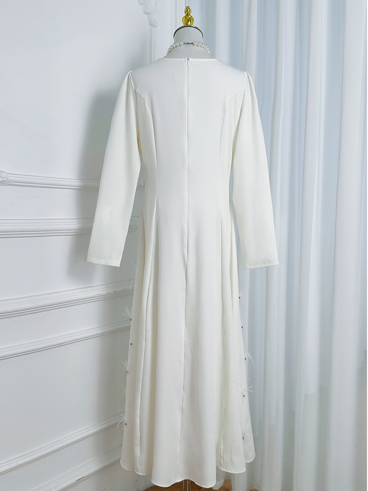 Rhinestone temperament pure slim ostrich hair dress