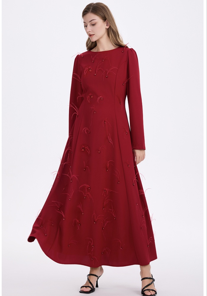 Rhinestone temperament pure slim ostrich hair dress