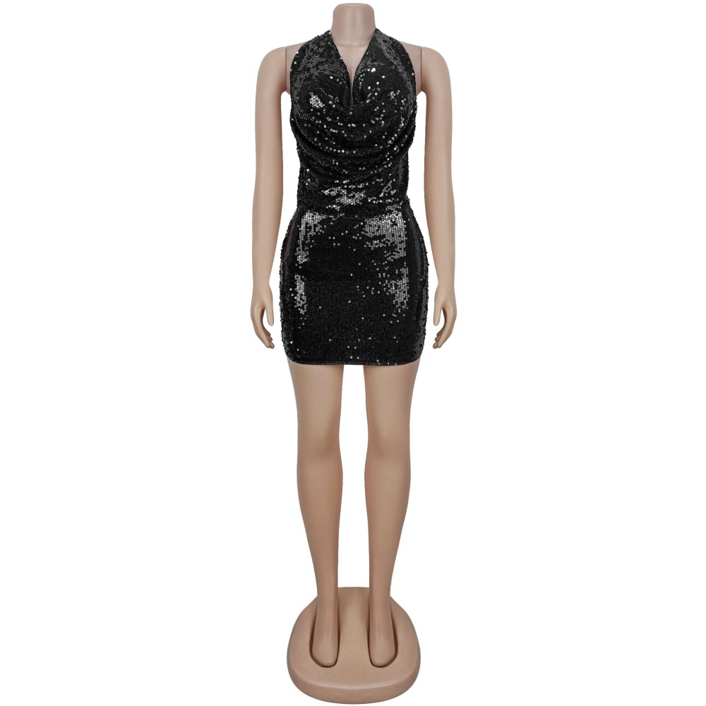 Fashion sequins short skirt European style tops 2pcs set