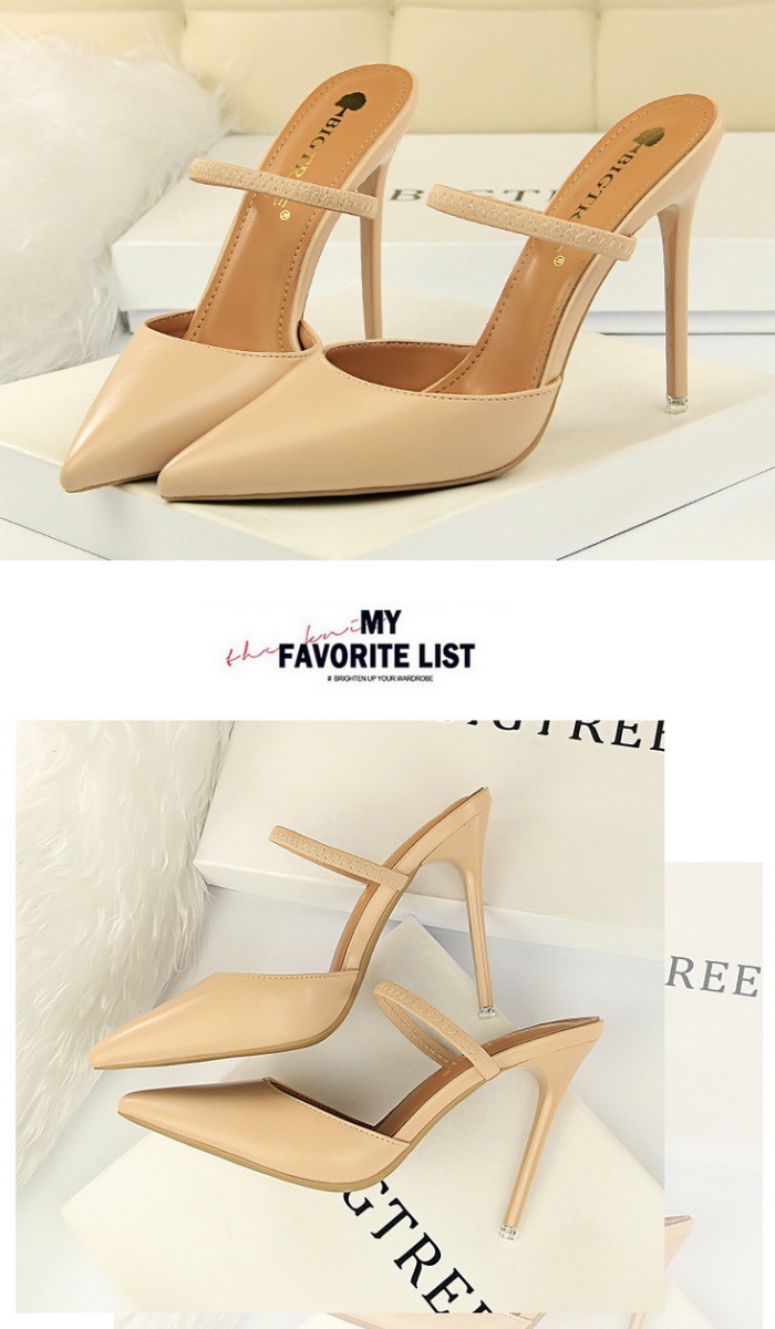 Simple retro fine-root European style slippers for women