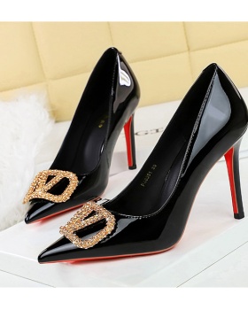 Patent leather high-heeled shoes fine-root shoes for women