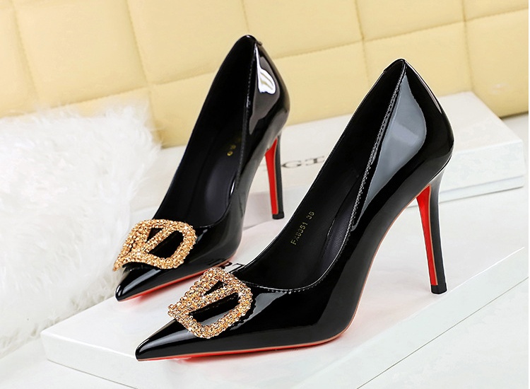 Patent leather high-heeled shoes fine-root shoes for women