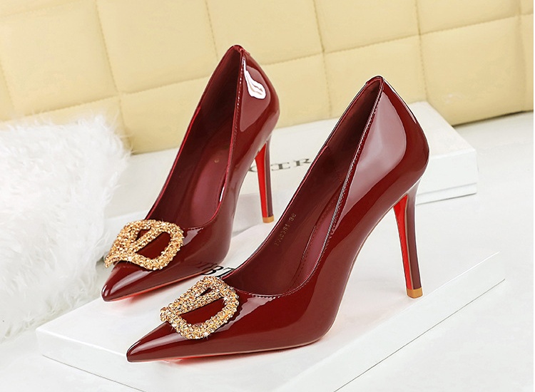 Patent leather high-heeled shoes fine-root shoes for women