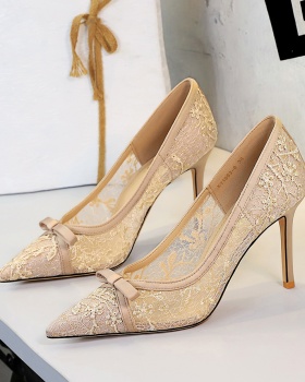 European style low lace banquet shoes for women