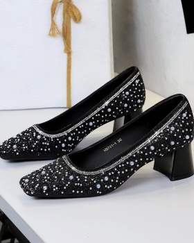 Sequins beads lazy shoes temperament square head shoes