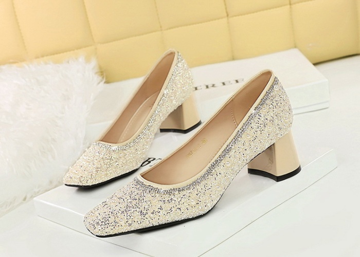 Sequins beads lazy shoes temperament square head shoes