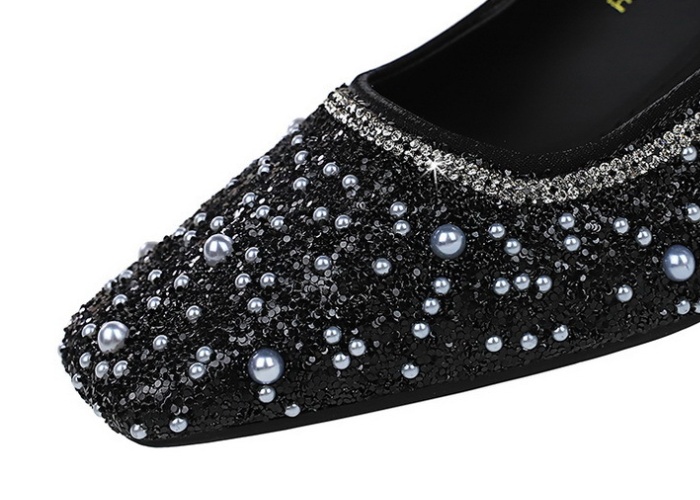 Sequins beads lazy shoes temperament square head shoes