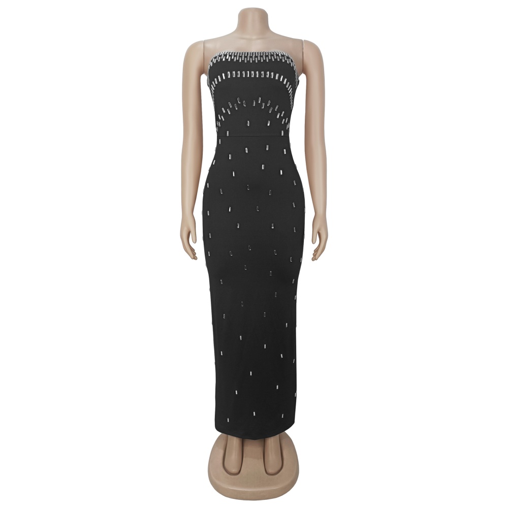 Fashion wrapped chest rhinestone dress for women