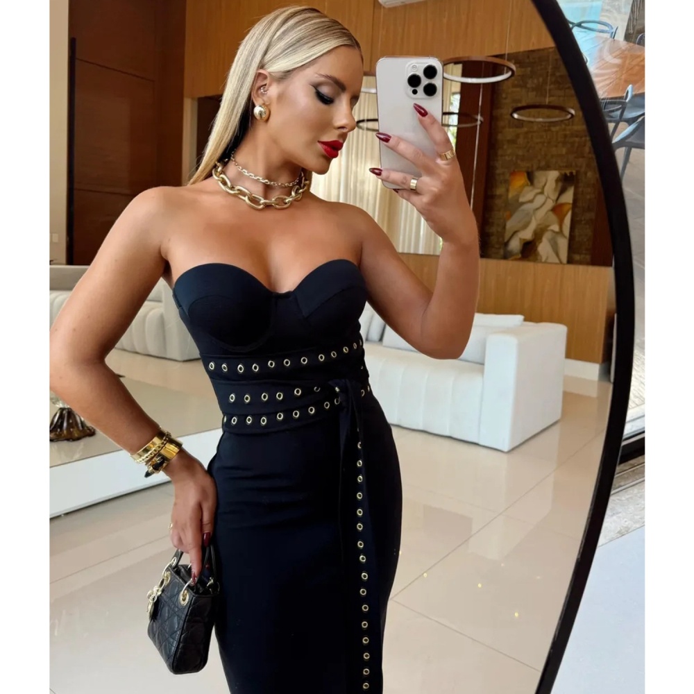 Slim European style sexy fashion bandage wrapped chest dress