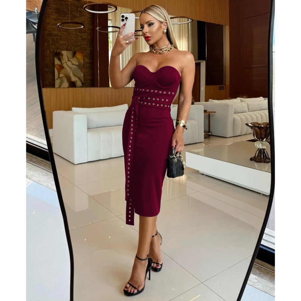 Slim European style sexy fashion bandage wrapped chest dress