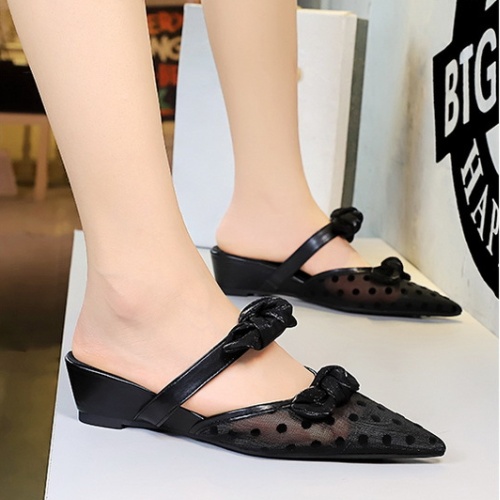 Low gauze slippers bow all-match lazy shoes for women