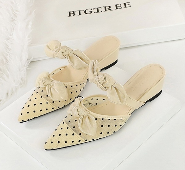 Low gauze slippers bow all-match lazy shoes for women