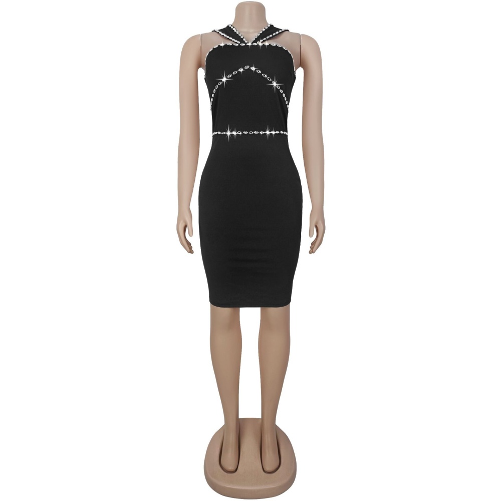European style strap refinement rhinestone dress