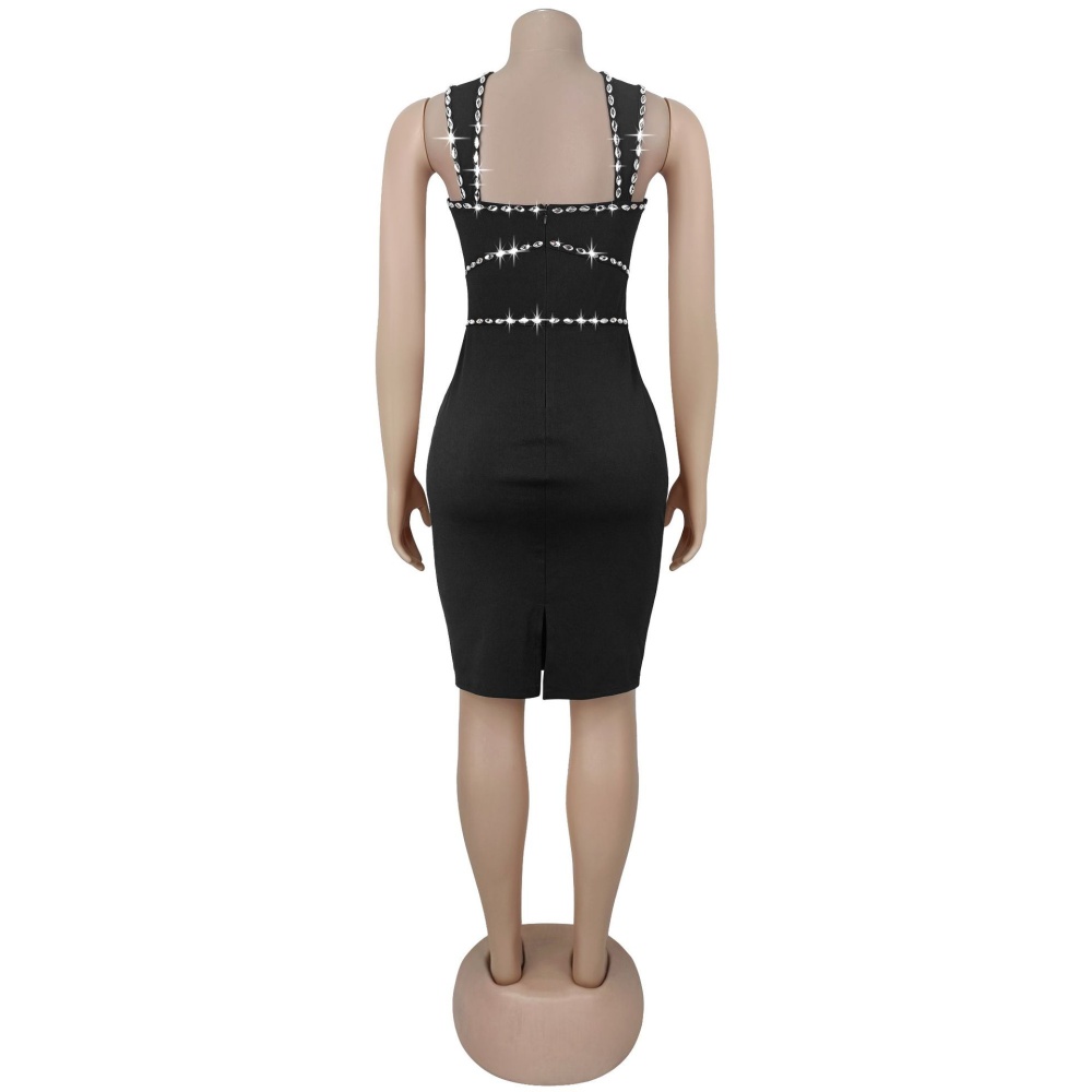 European style strap refinement rhinestone dress