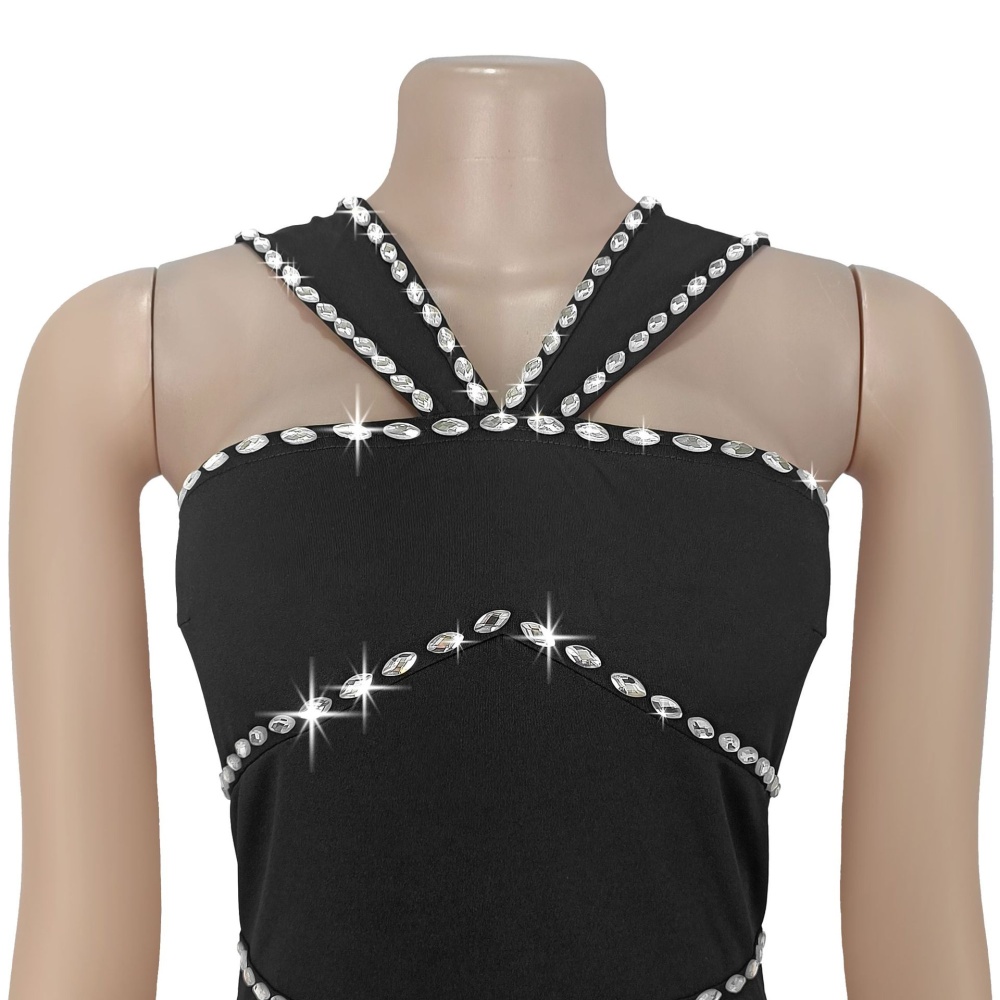 European style strap refinement rhinestone dress