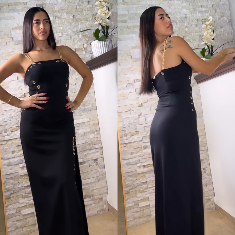 European style fashion gold chain sexy sling dress for women
