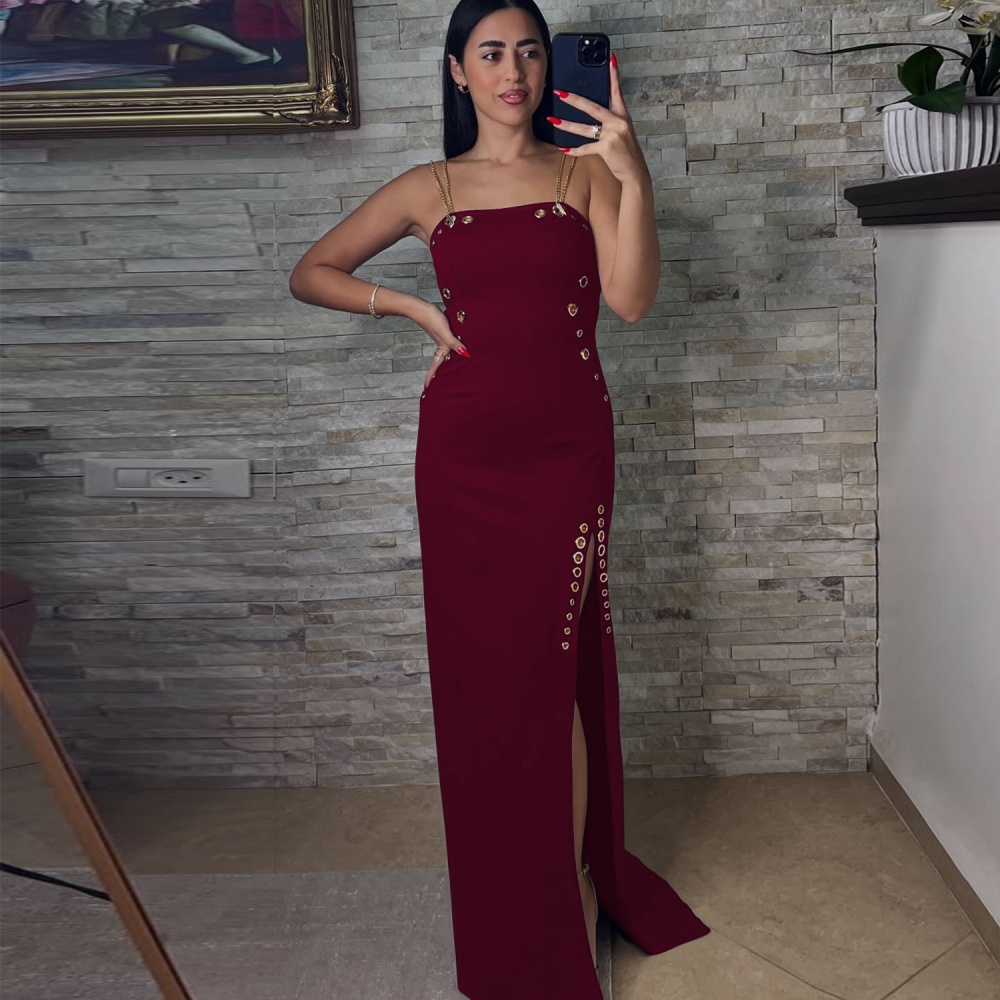 European style fashion gold chain sexy sling dress for women