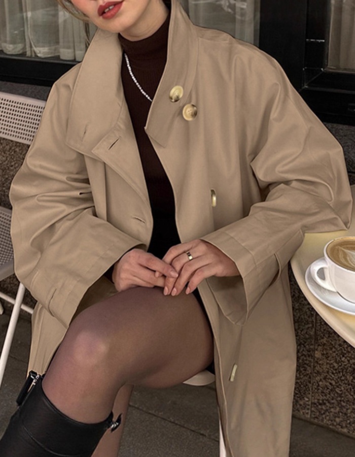 Loose long sleeve windbreaker fashion coat for women