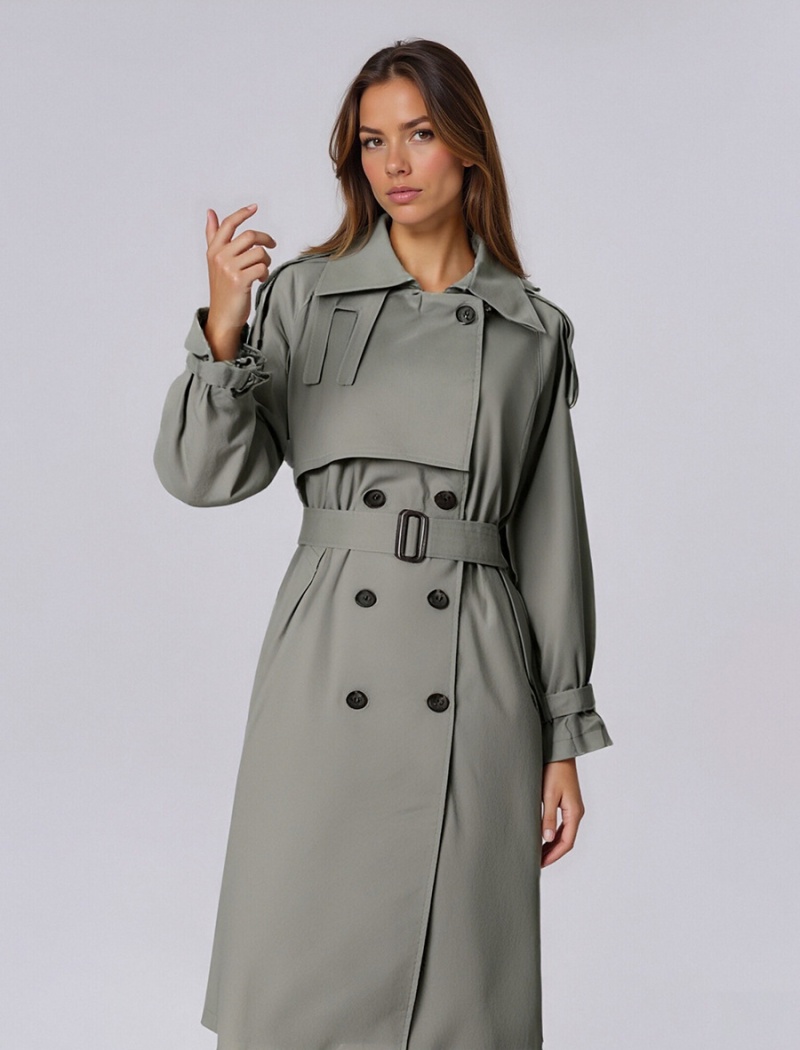 Elegant windbreaker long sleeve coat for women