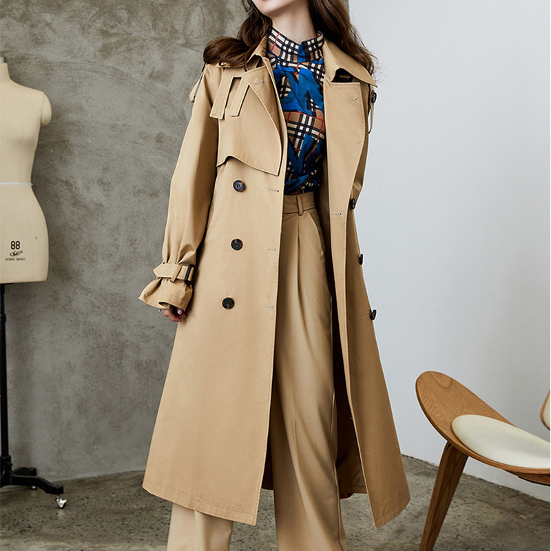 Elegant windbreaker long sleeve coat for women