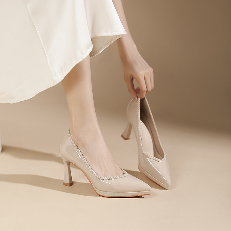 Fine-root banquet high-heeled shoes pointed platform for women