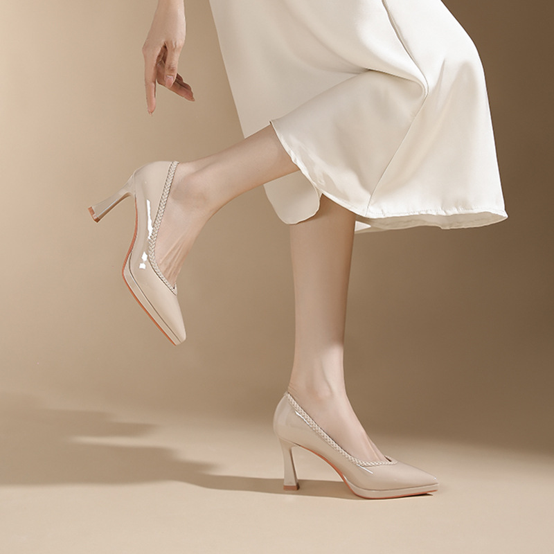 Fine-root banquet high-heeled shoes pointed platform for women
