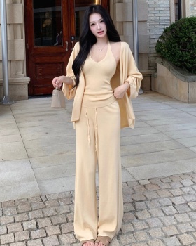 Tender halter knitted coat lounger sling vest 3pcs set