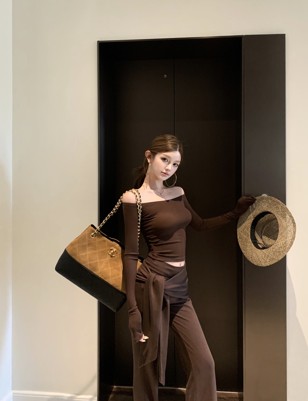 Spring and autumn temperament long pants Casual tops a set