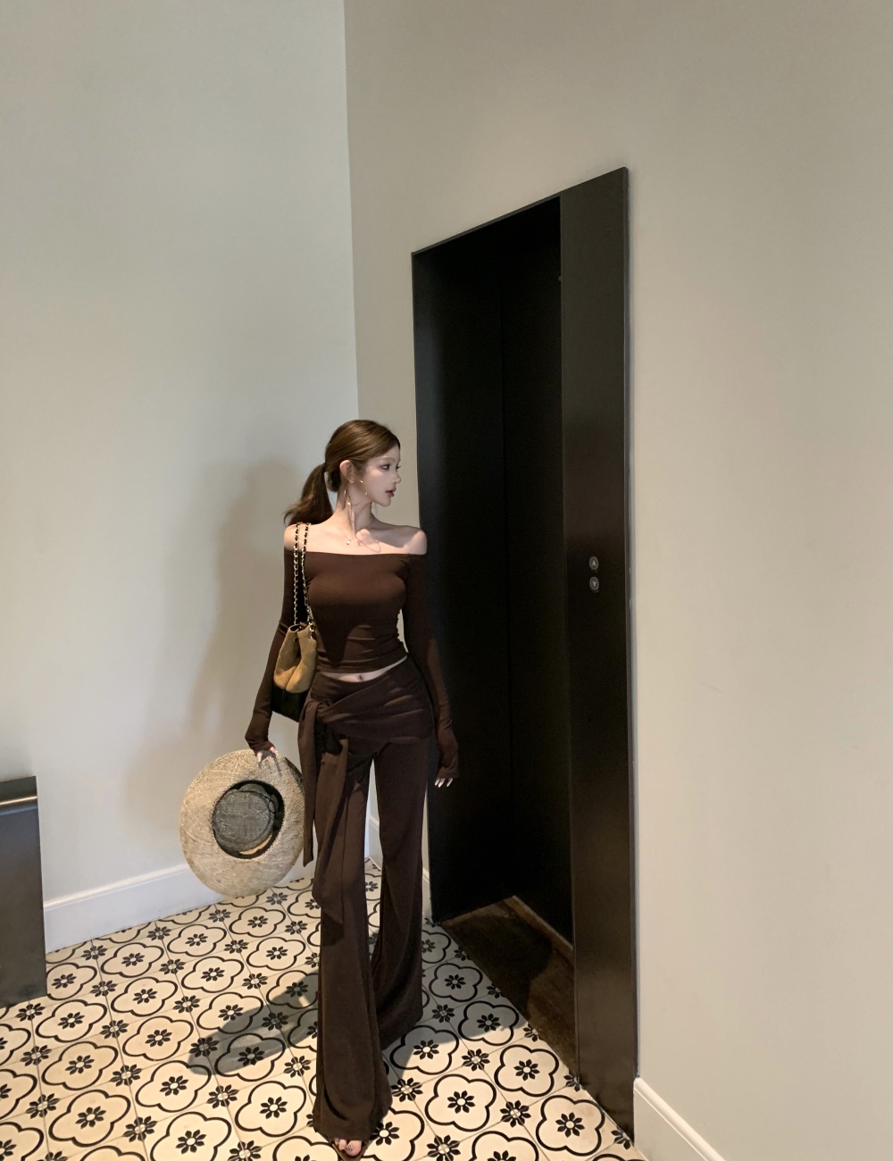 Spring and autumn temperament long pants Casual tops a set