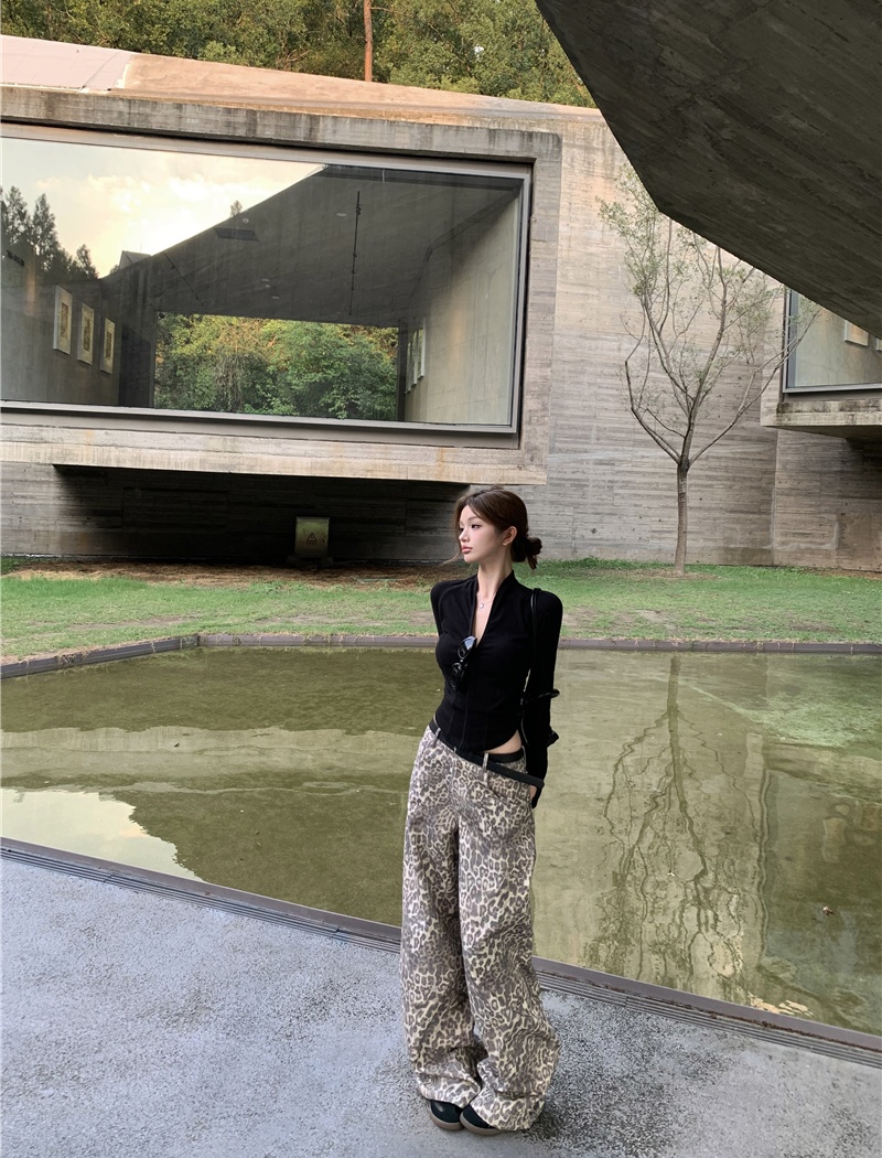 Leopard loose washed casual pants
