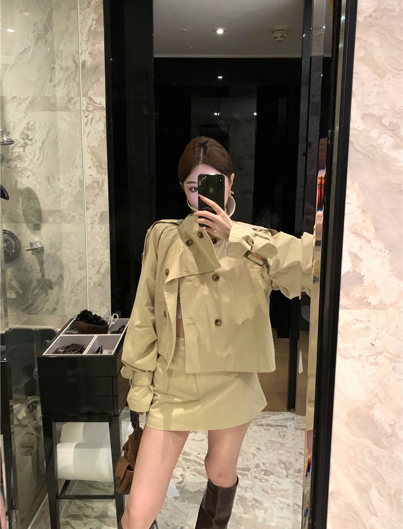 Lapel spicegirl coat niche short skirt 2pcs set for women