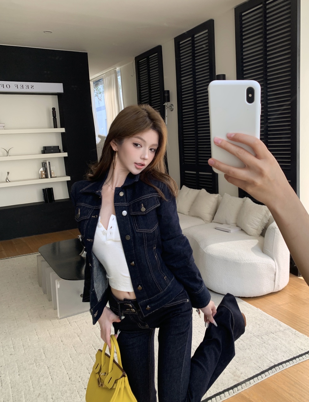 Slim temperament coat Korean style tops 2pcs set