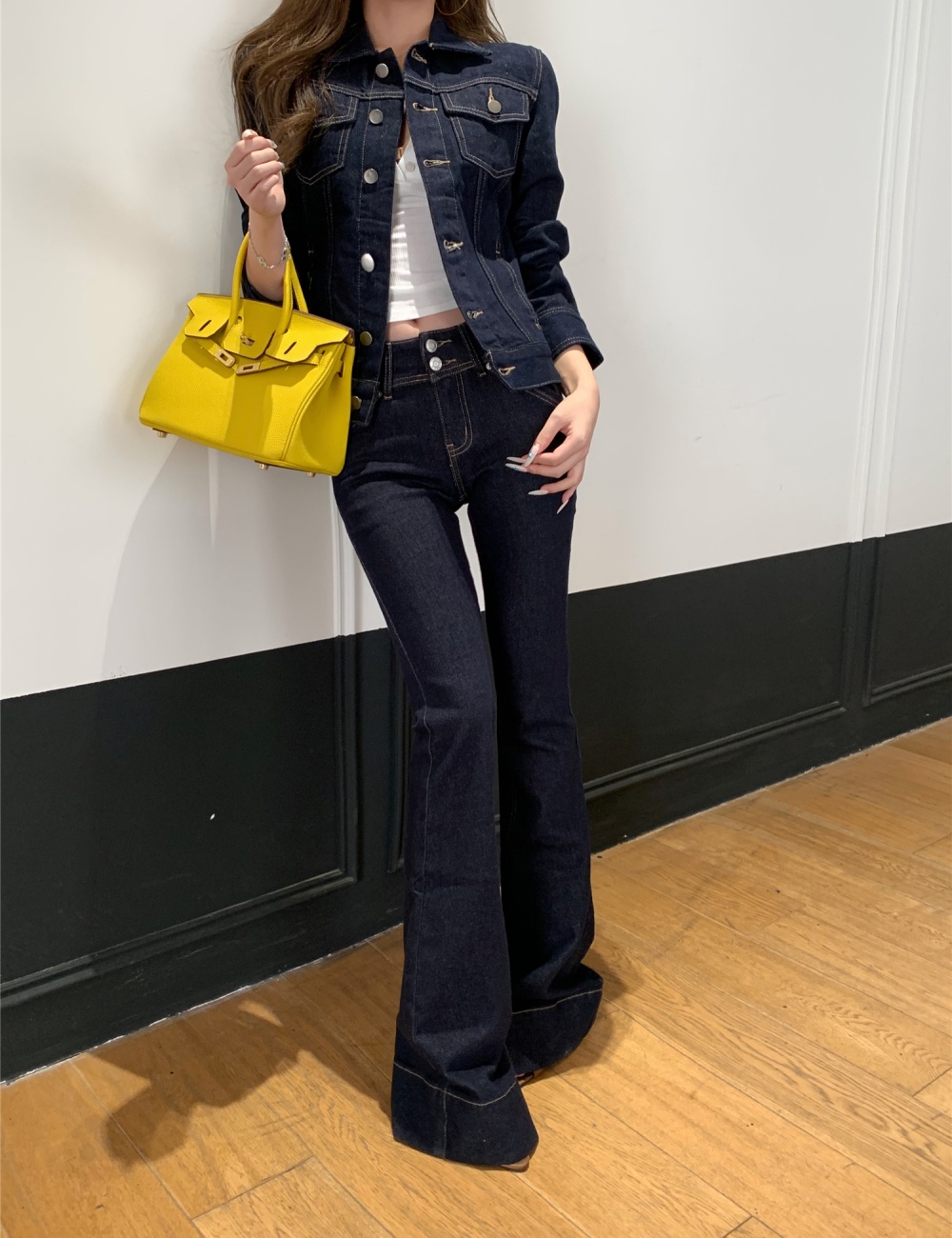 Slim temperament coat Korean style tops 2pcs set