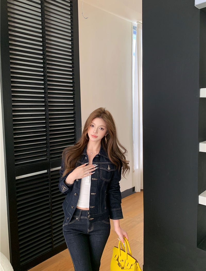 Slim temperament coat Korean style tops 2pcs set