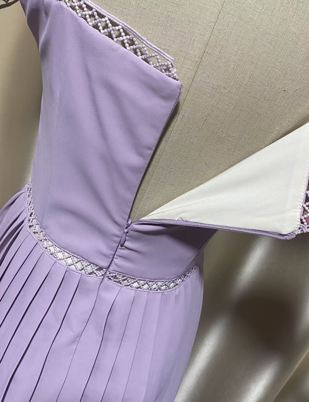 Rose spring and autumn hollow embroidery square collar dress