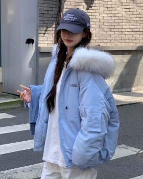 Thermal winter coat thick large fur collar work clothing