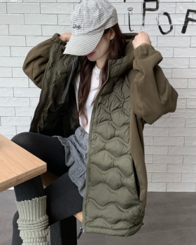 Outdoor sports thin coat down hooded cotton coat for women