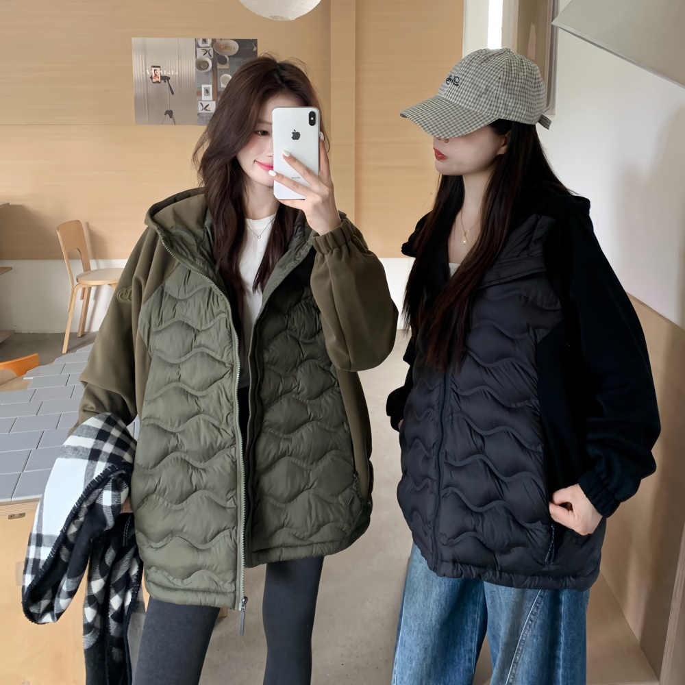 Outdoor sports thin coat down hooded cotton coat for women