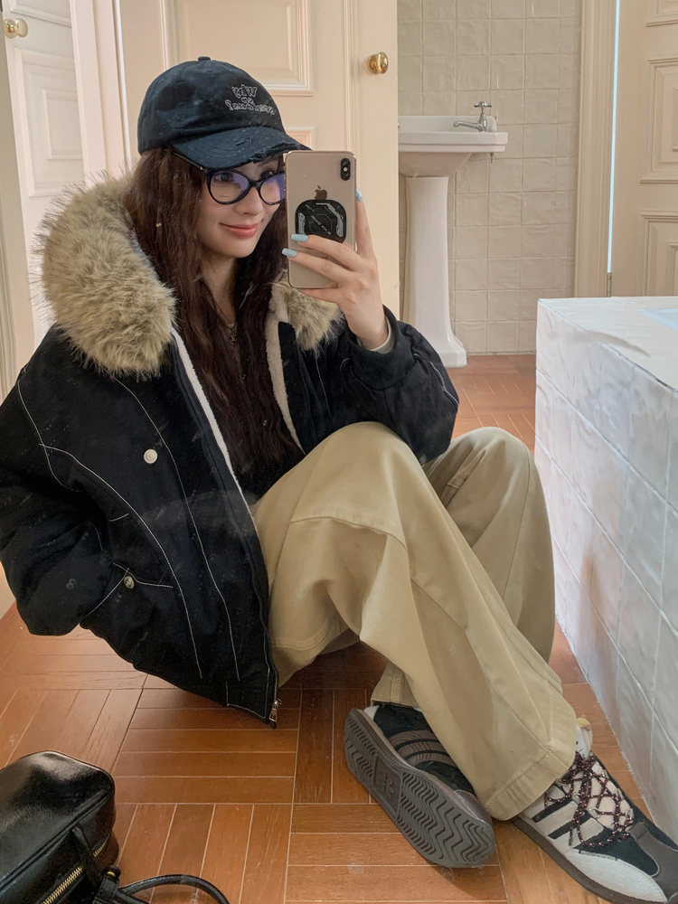 Winter thick coat short plus velvet cotton coat