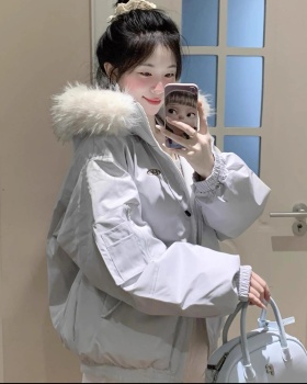 Winter large fur collar coat down work clothing for women