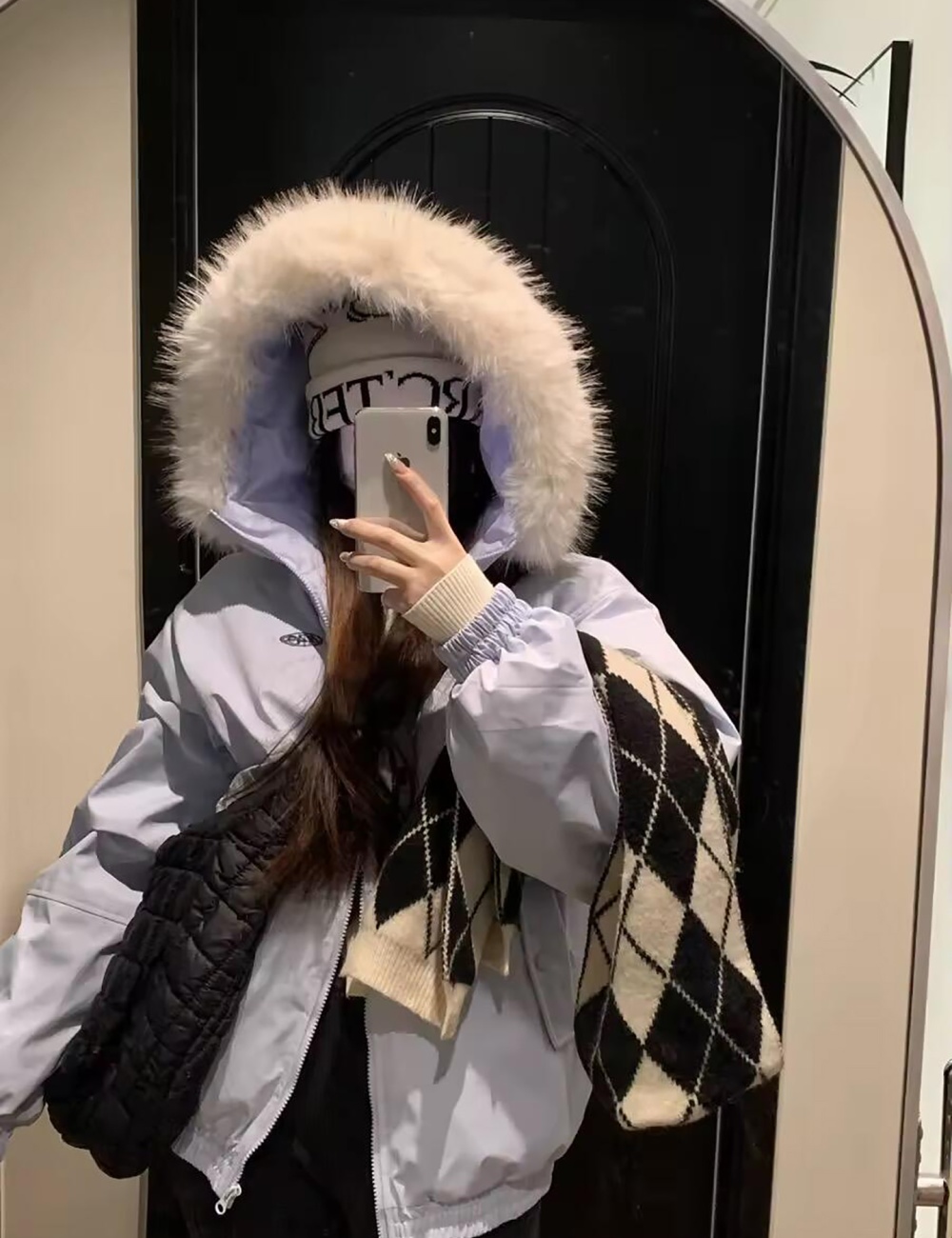 Winter large fur collar coat down work clothing for women