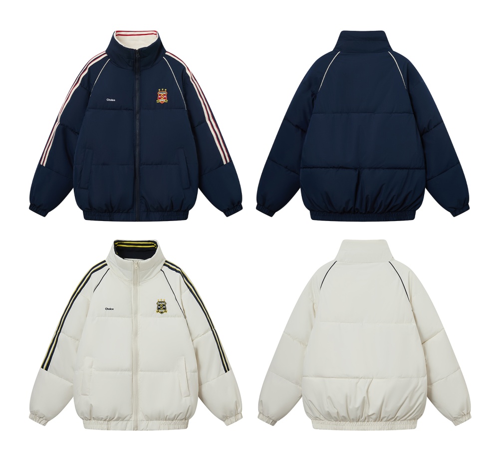 Retro navy-blue coat winter Casual cotton coat