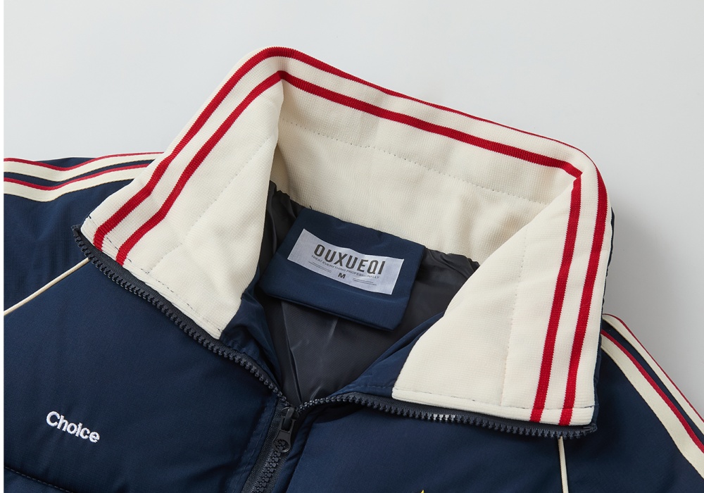 Retro navy-blue coat winter Casual cotton coat