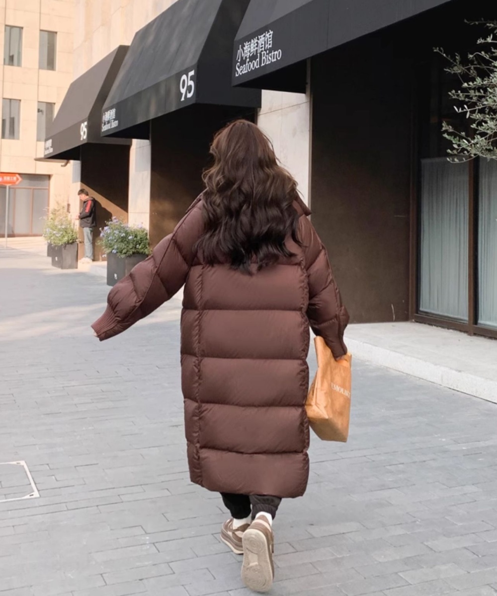 Long down cotton coat large lapel loose coat for women
