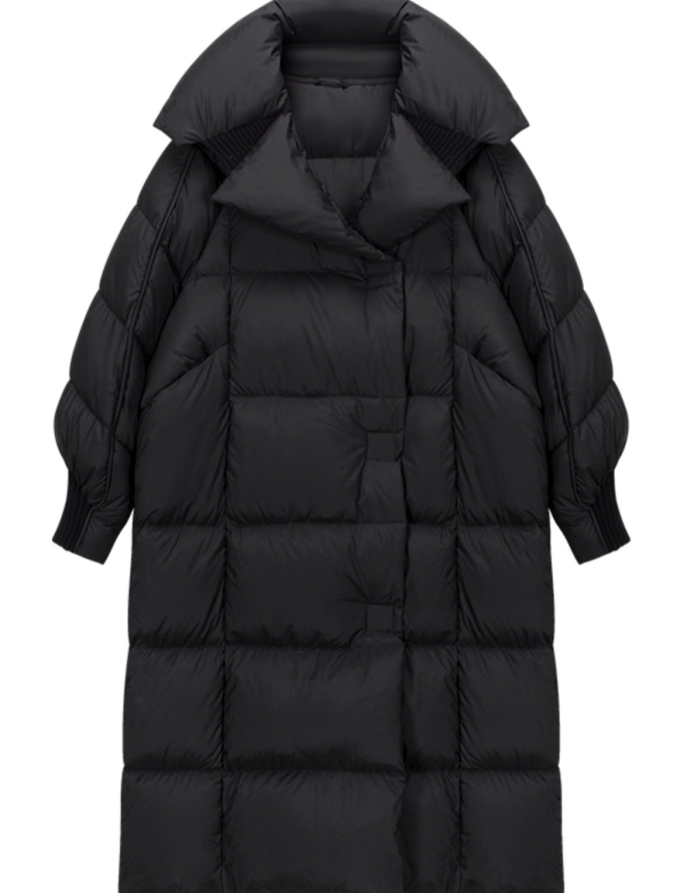 Long down cotton coat large lapel loose coat for women