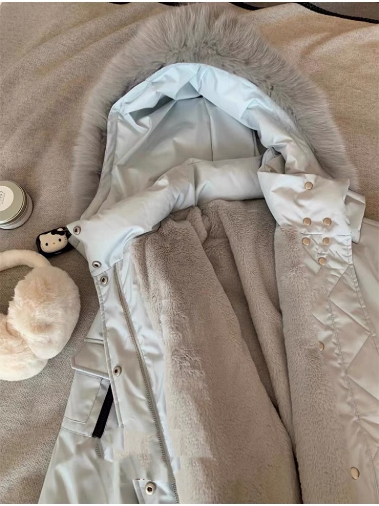 Elmo down coat large fur collar liner cotton coat for women