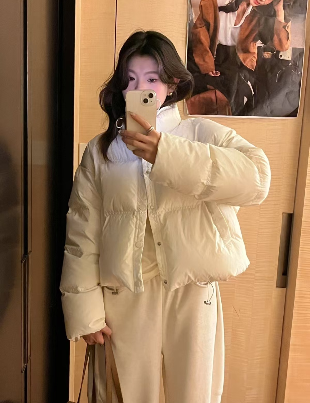 Thermal cstand collar short cotton coat heal down coat